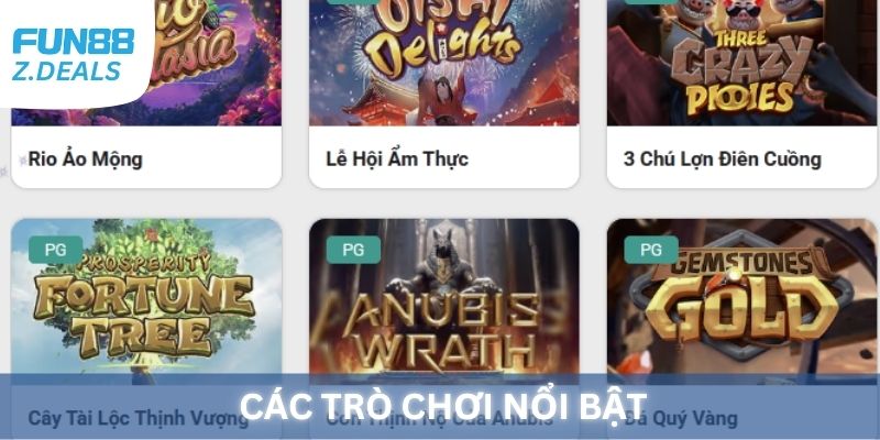 Giao diện các trò chơi Slots Game nổi bật tại Fun88