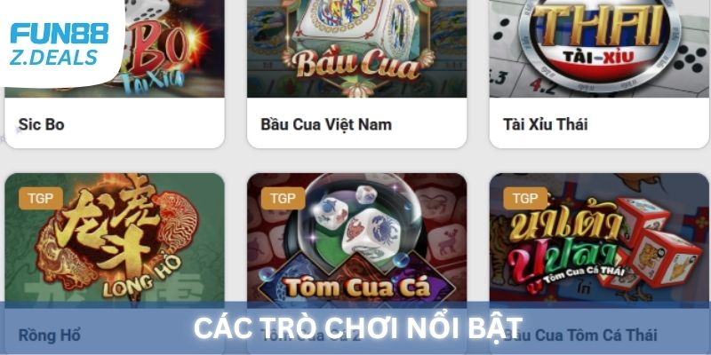 Giao diện các trò chơi nổi bật tại 3D Casino