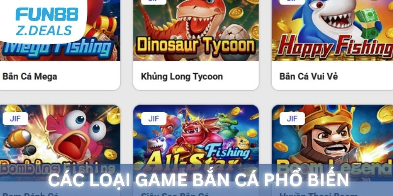 Các loại game bắn cá phổ biến tại Fun88